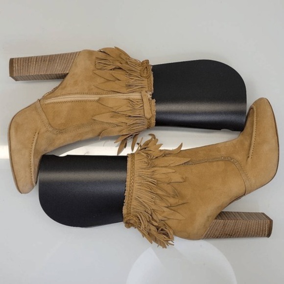 Aquazzura Bootie Ankle Boot EU 38 US 8 Tiger Lily Cappuccino Suede Fringe Tassel - Picture 11 of 13